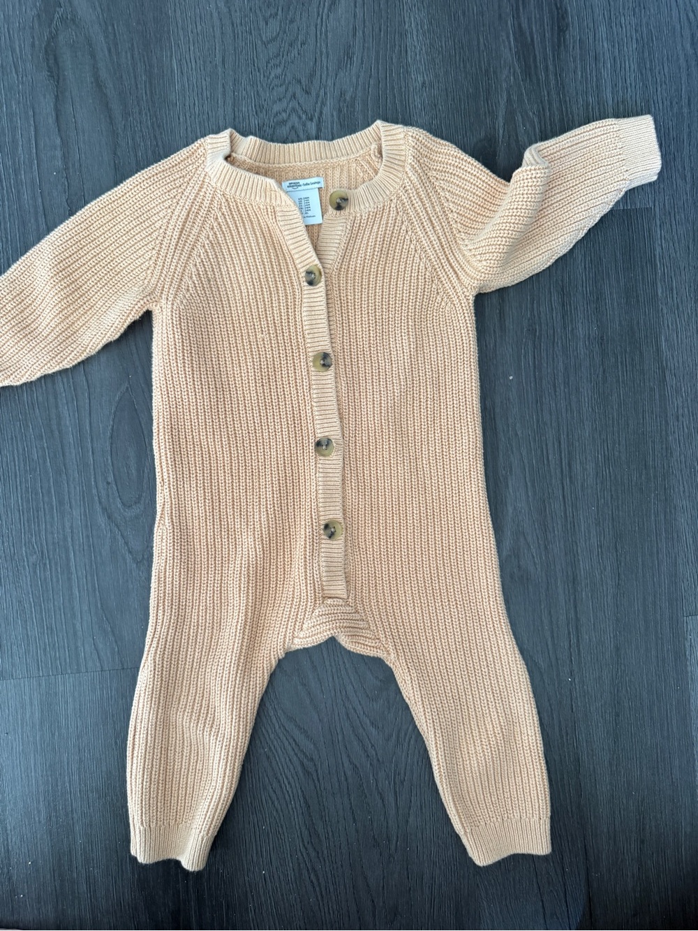 Sofia Grainge tan ribbed knit baby romper in size 24M